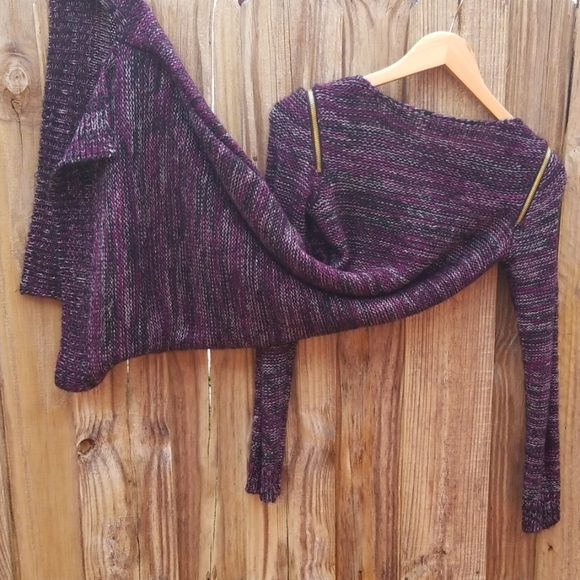 Purple Bodycon Sweater Dress /w Gold Zip Sleeves - Picture 7 of 8